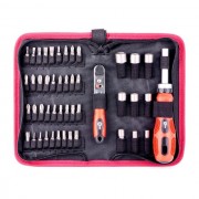 Отвертка реверсивная с комплектом насадок и трещеткой, чехол ткань 48 ед. INTERTOOL VT-1048