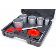 Набор корончатых сверл для плитки 5 ед. 33-83 мм, вольфрамовое напыление + напильник и чемодан INTERTOOL SD-0428