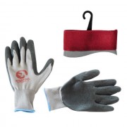 Перчатка белая вязанная синтетическая, покрытая серым рифленым латексом на ладони 10"INTERTOOL SP-0121
